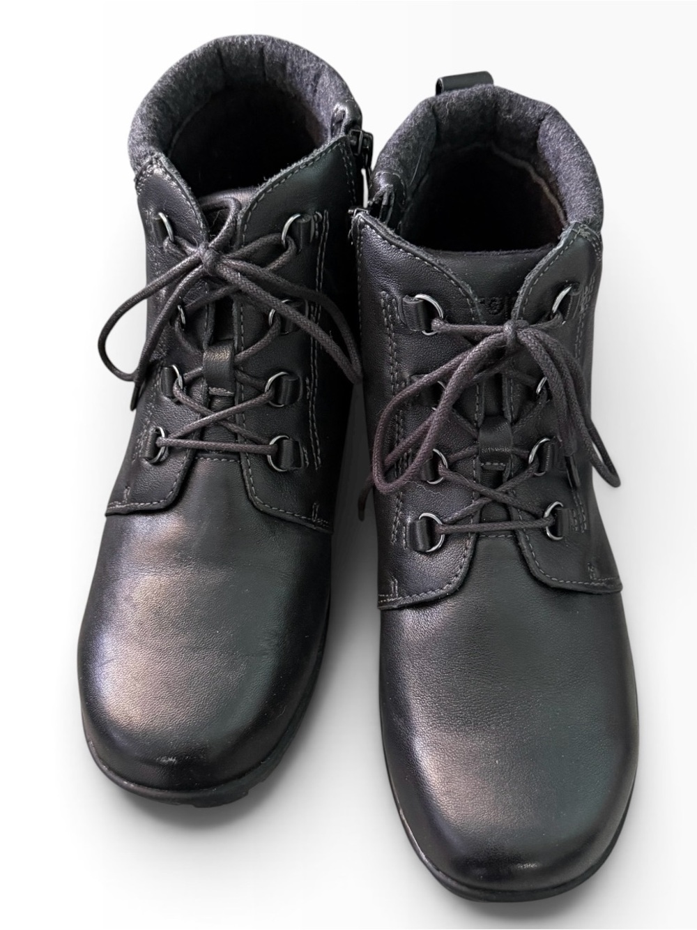 Propet Delaney Leather Ankle Boots Women’s Size 9N(AA) Black Lace-Up Side Zipper